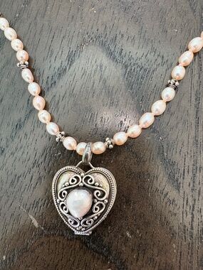925 Freshwater Pearl Heart Pendant Necklace